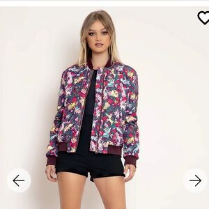 Blackmilk EEVEE EVOLUTION FLORAL BOMBER JACKET - LIMITED M